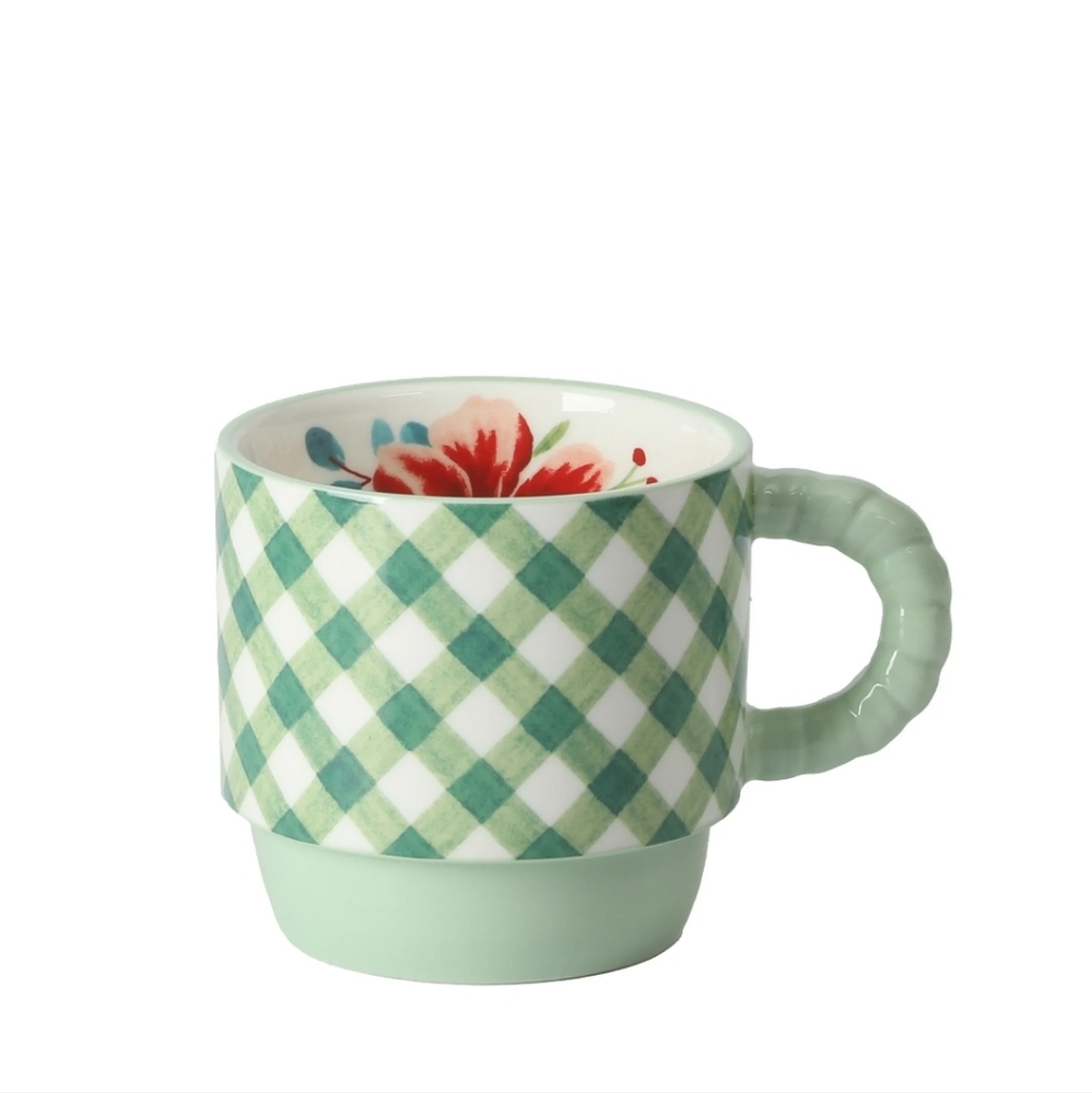 ๐ SALE New Pioneer and Merry Meadow Gingham 5-Piece 12.5 oz Stacking Mugs wit - Picture 5 of 13